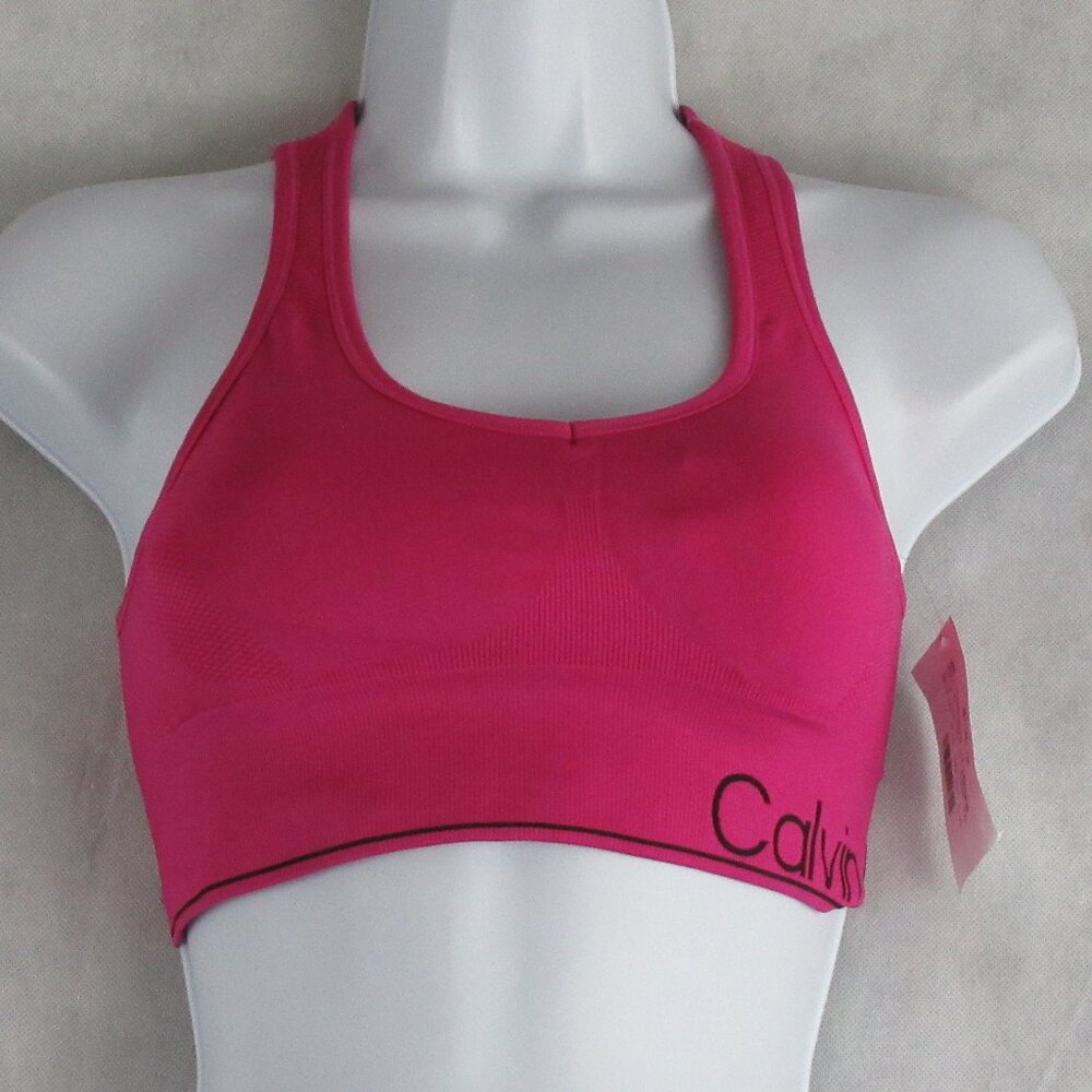 Calvin Klein Performance Women's Padded Logo Sports Bra, Raspberry Pink, Small